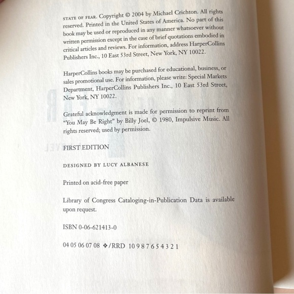 First Edition State of Fear by Michael Crichton - 2004 Hardcover - Picture 5 of 8